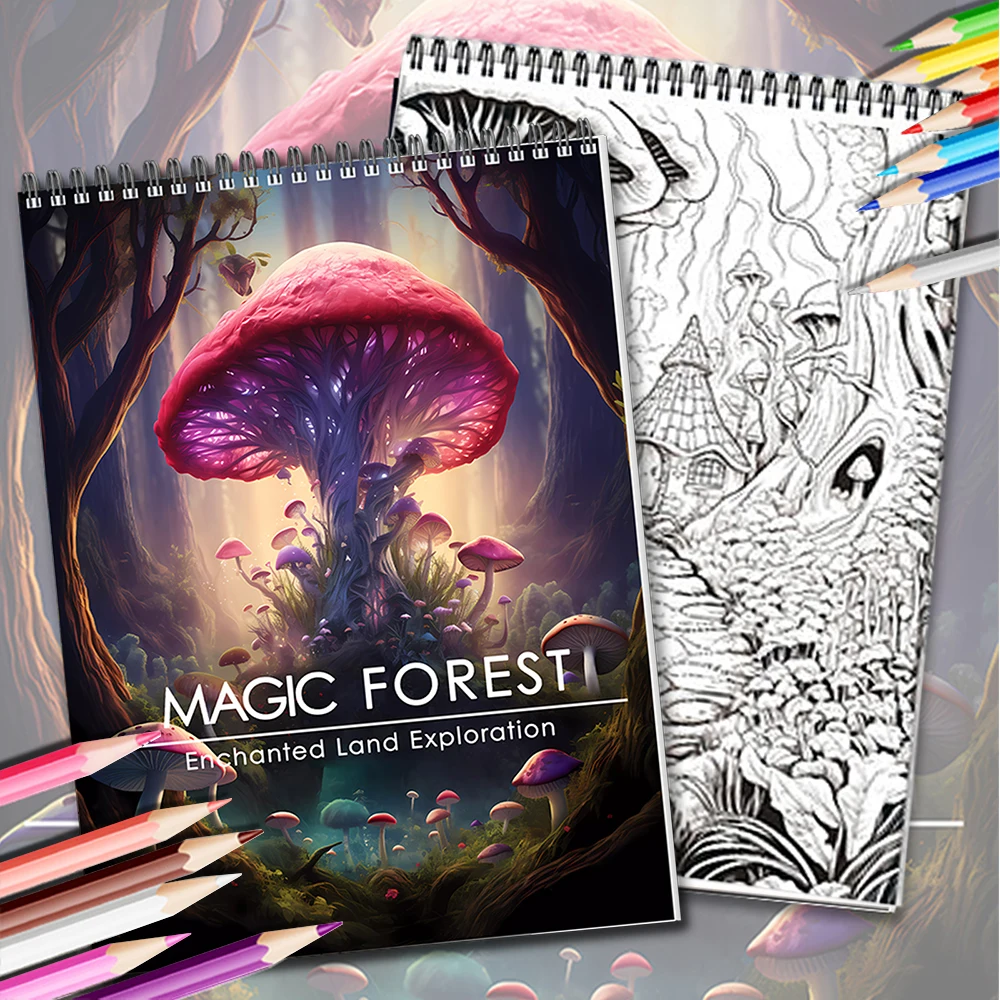 마법의 숲 색칠북 성인용 단면 인쇄 30페이지, 성인을 위한 수제 미술 작품으로 불안과 우울증 완화