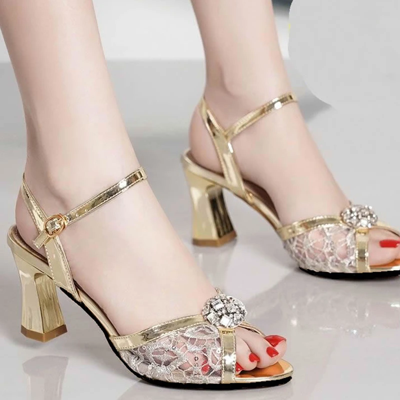 

Женские сандалии на высоком каблуке со стразами, летнее платье, модная обувь, элегантные туфли-лодочки, женская обувь, трендовые новые тапочки 2025 года, женские Zapatillas