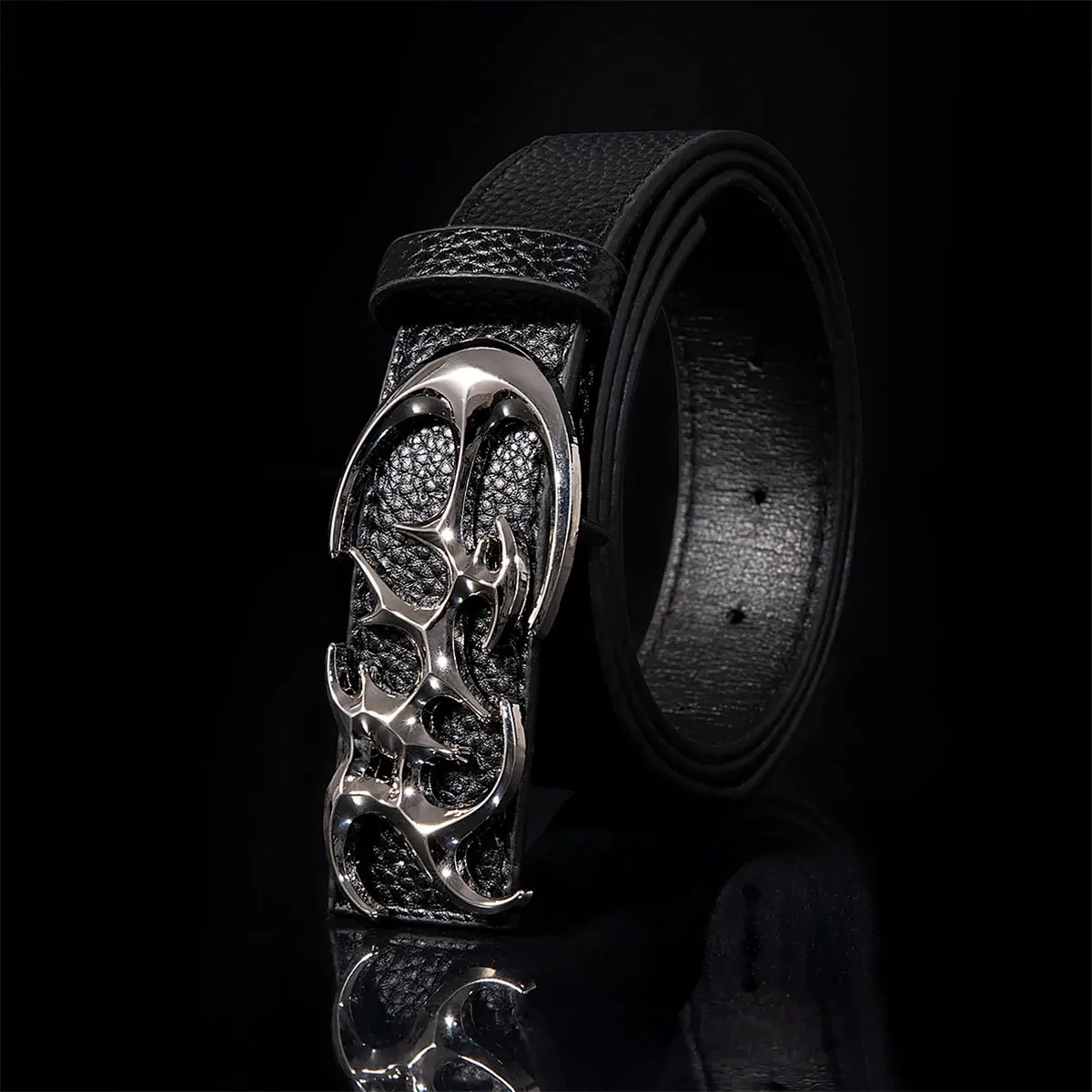 Men's Special Shaped Buckle Pu Leather Trendy Cool Jeans Belt Smooth Buckle Casual Bussiness Belt Ideal Choice for Gifts