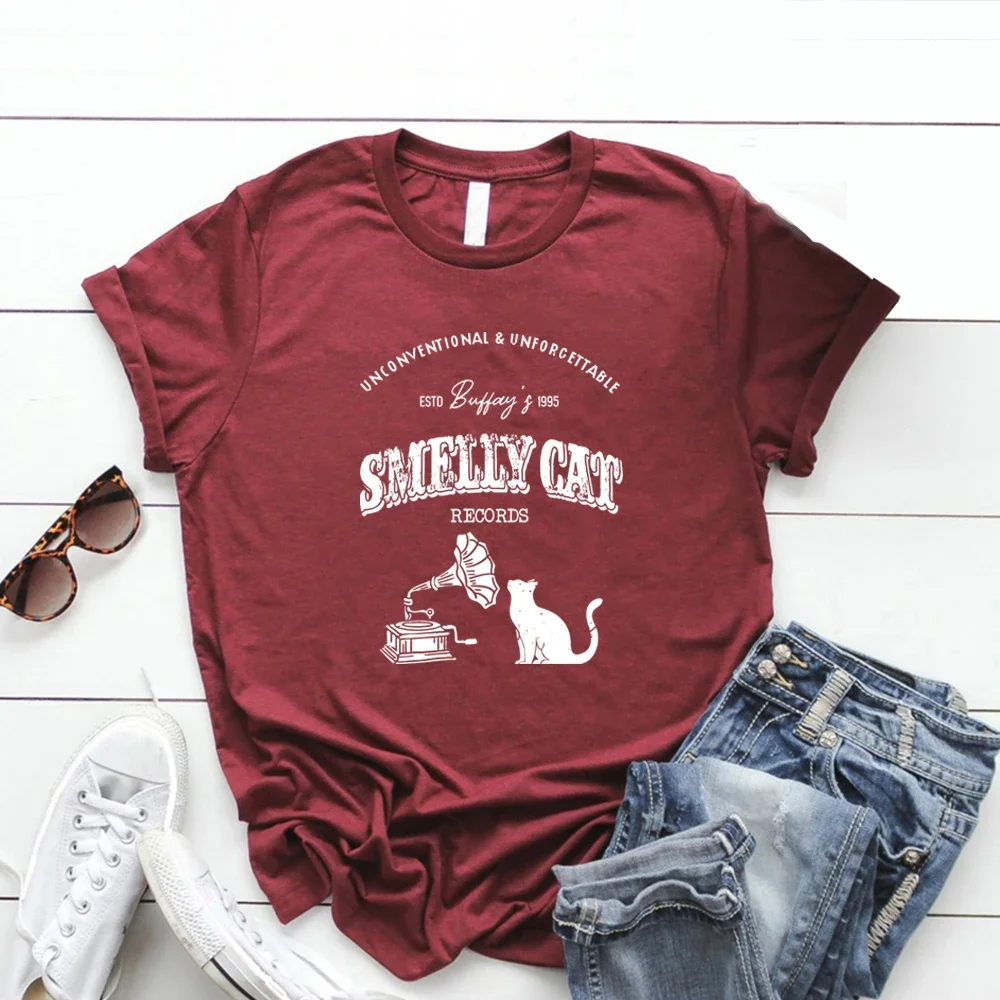 Vintage Cat T-shirt TV Show Inspired Shirt 90s TV Show Tee Friends Series Tshirt Short Sleeve Women\'s T-shirts Casual Clothes