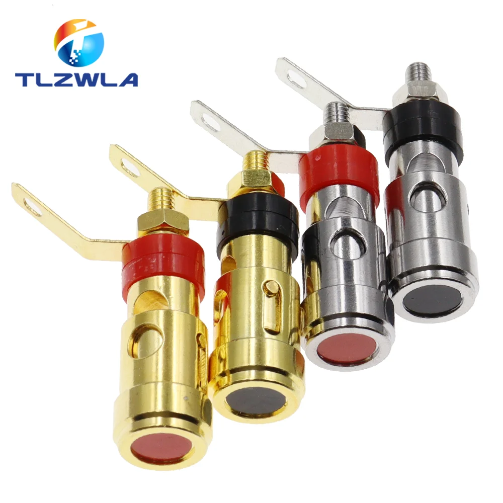 2PCS Gold-Plated Push-Type Spring Terminal Speaker Amplifier Spring Self-Locking Socket Push-Type Terminal