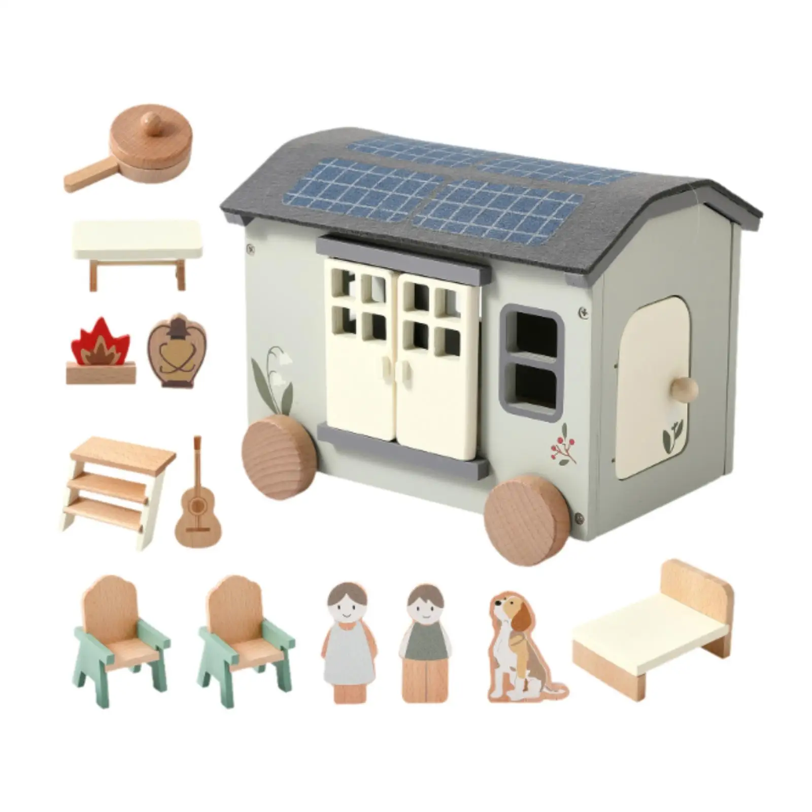 Giocattolo per camper in legno Van da campeggio in legno Giocattoli colorati per casa delle bambole per bambini regalo di compleanno