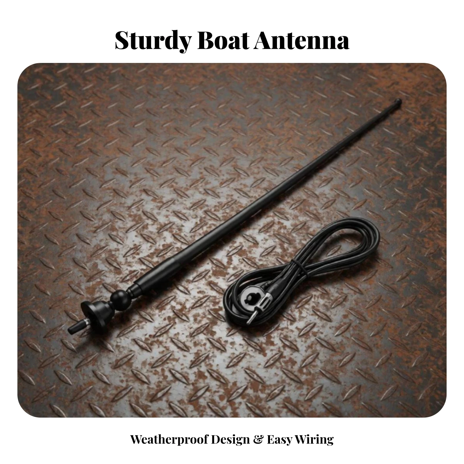 Whip Antenna with Cable Robust Marine Antenna with Base Slim Low Profile for Boats, RVs