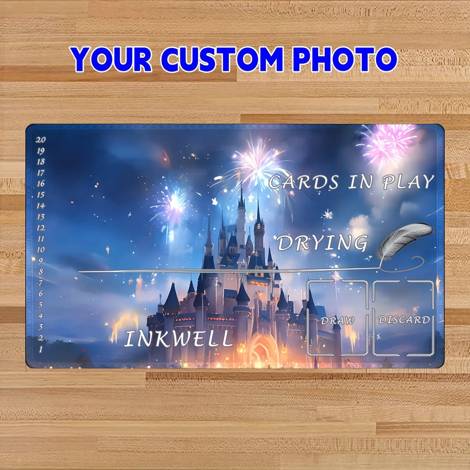 DIY Custom Lorcana TCG CCG Table Play Mat Stitched Edges, Rules Zones Anime Trading Card Mat Multifunctional Mouse Pad