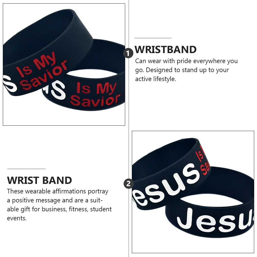 

2pcs My Savior Silicone Bracelet Unisex Wrist Band Bangle Stylish Black For Outdoor Fitness Business Student Events