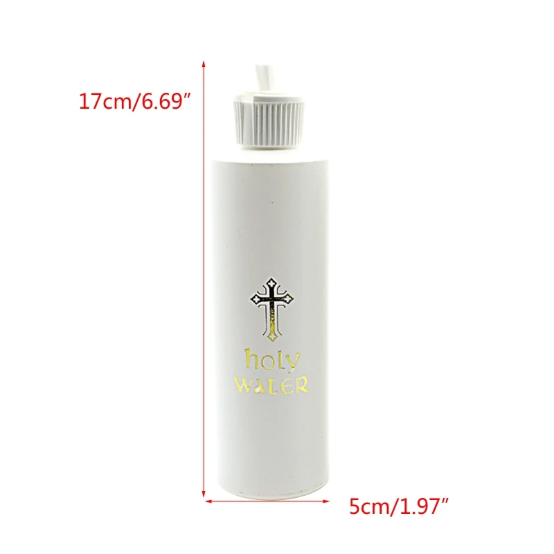R1wa White Catholic Christian Holy Water With Spout Lid Gold for Cross for Easter Party Taving Church Supplies 250
