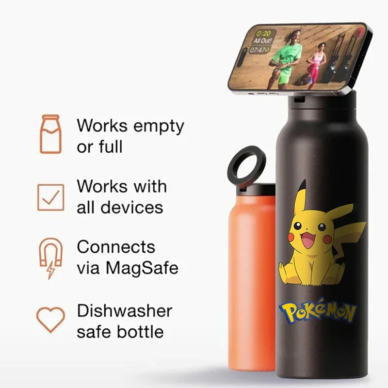 Pokemom New 304 Stainless Steel Thermos Cup, Magnetic Suction Bracket, Large-capacity Water Cup, Portable Sports Thermos Kettle