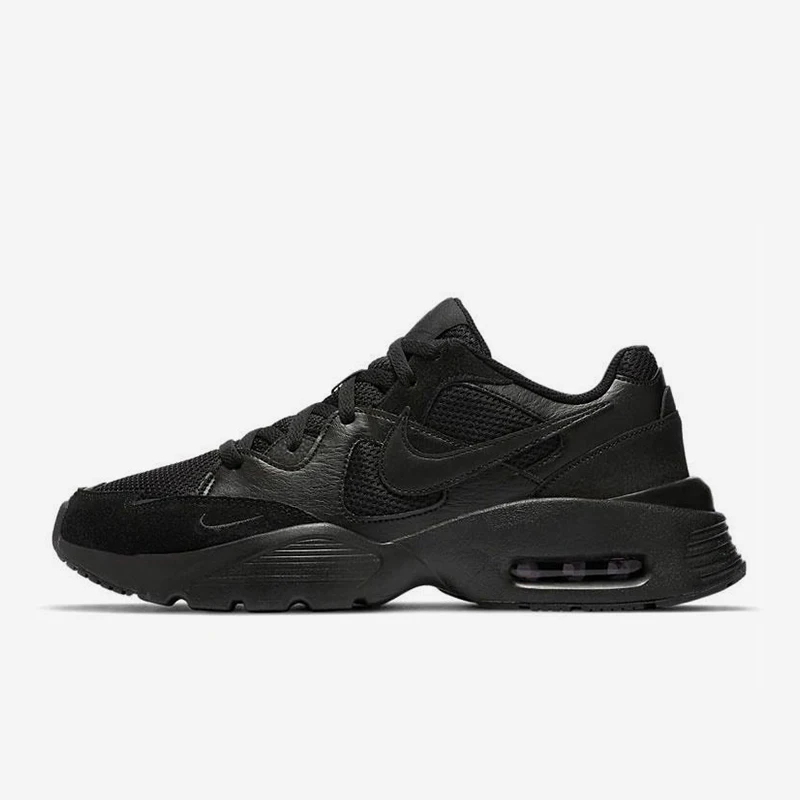 حذاء الجري Nike Air Max Fusion الرياضي الشبكي المتين القابل للتنفس ومنخفض الجودة للرجال باللون الأسود النقي CJ1670-001 حذاء رياضي
