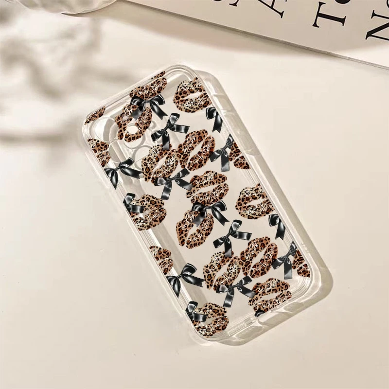 Clear Phone Case Sexy Girl Red Lips Print For Realme 14 13 12 11 10 9 Pro Plus 5G 9i 8i C75 C67 C65 C63 C61 C55 C53 Bumper Cover