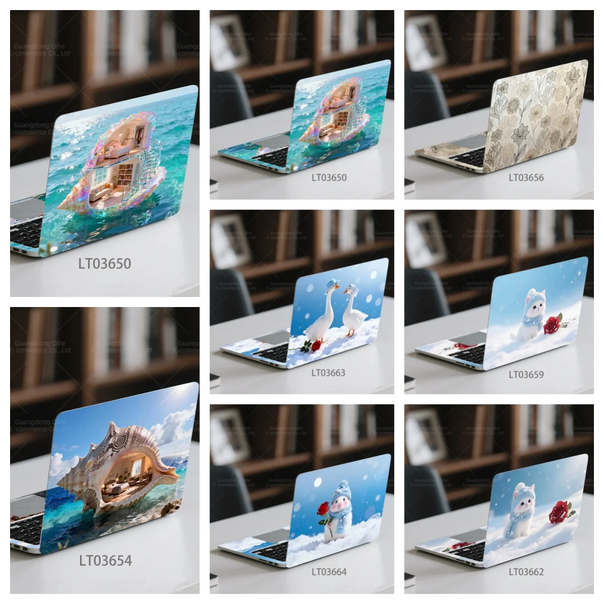 

2 Pcs Fairy Tale Fantasy Conch Cottage PVC Notebook Stickers, Cute Animals Pattern, Waterproof Wear-resistant Self-adhesive