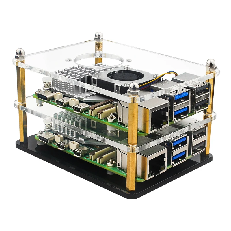 Raspberry Pi 5 Acryl Case Transparante Shell met PWN Koelventilator Stapelbare Plaat Case voor RPI 5 Pi5 Cluster DIY elektronische