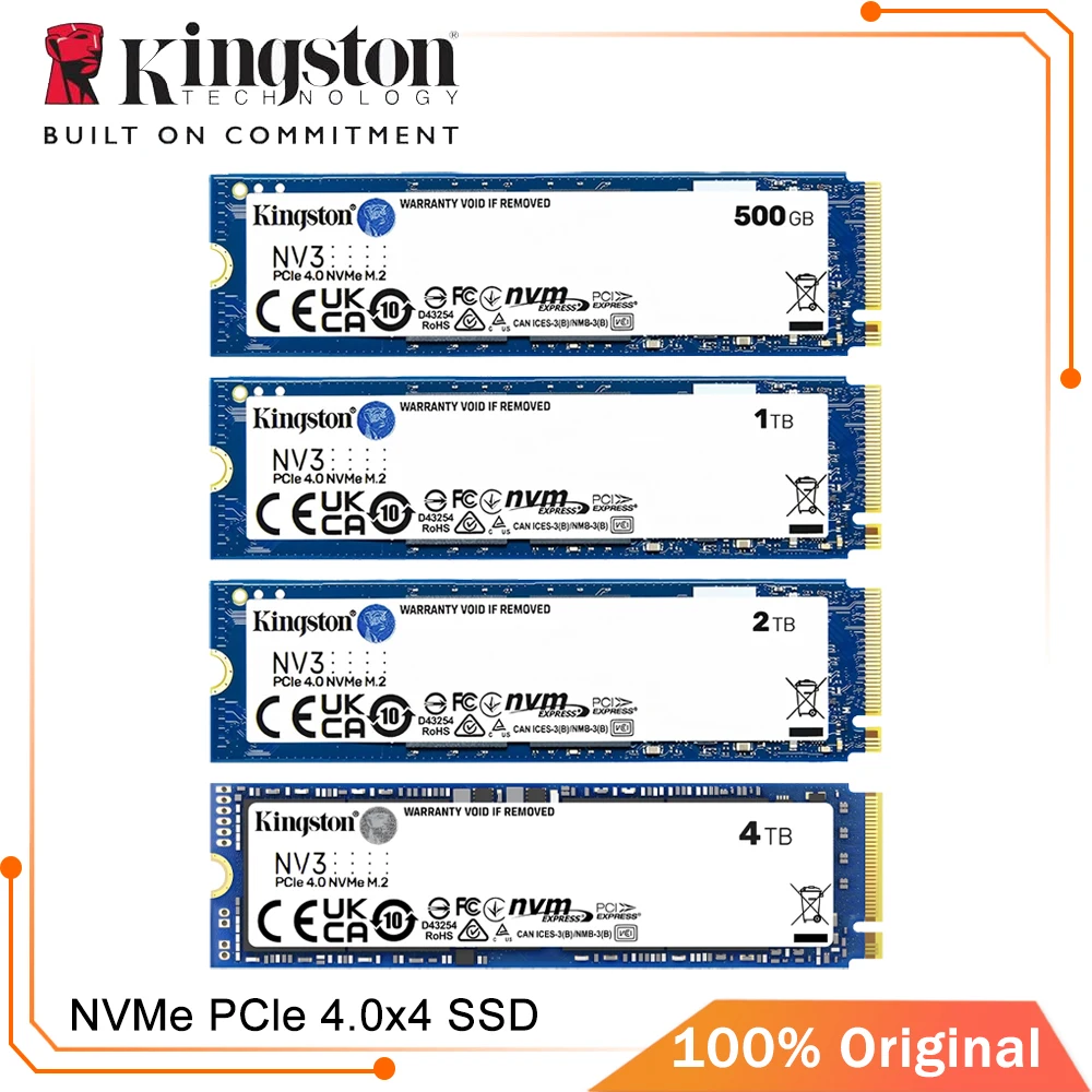 Kingston NV3 PCIe 4.0 NVMe SSD M.2 2280 Disco Rígido 500GB 1TB 2TB 4TB até 6000MB/s Unidade de Estado Sólido Interna para Desktop e Laptop