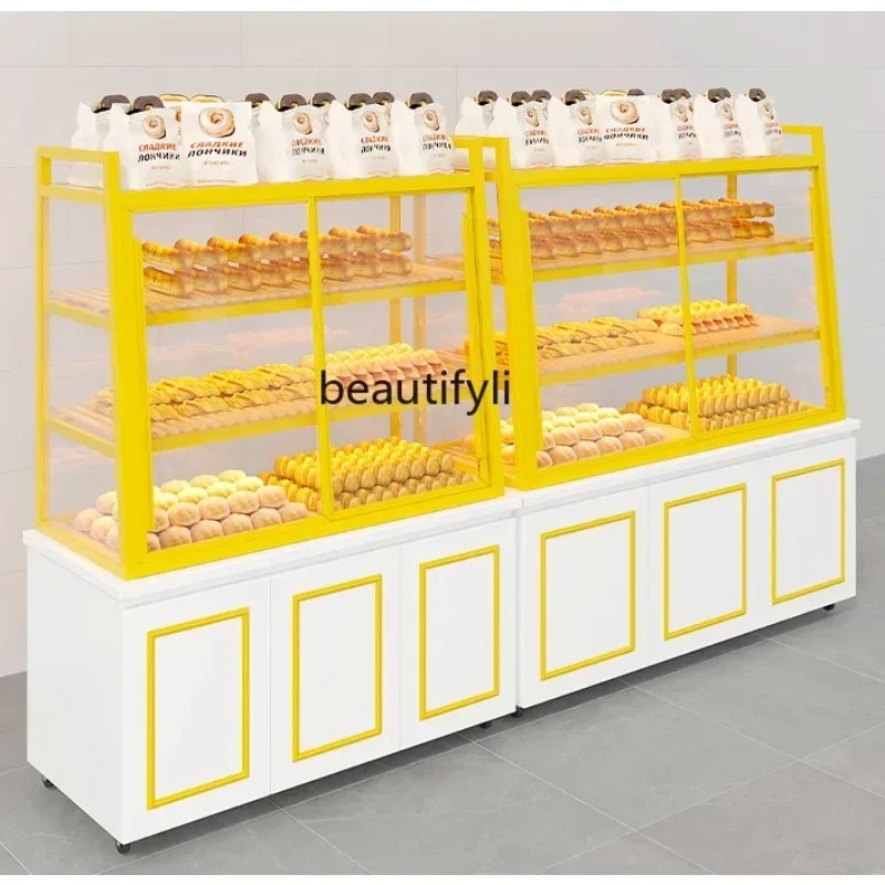 

Bread Display Cabinets Cake Shop Baking Side Island Cabinet Baked Commercial Glass Food Showcase Zhongdao Container