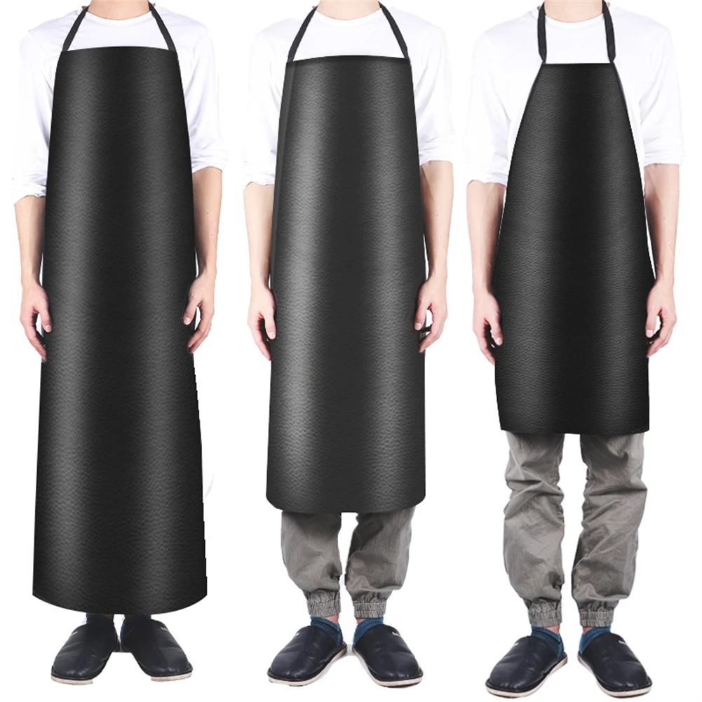 1pc Waterproof Oilproof Apron PVC Leather Heavy Duty Apron For Cleaner Cooking Grill Kitchen Multi-Sizes Kitchen Aprons