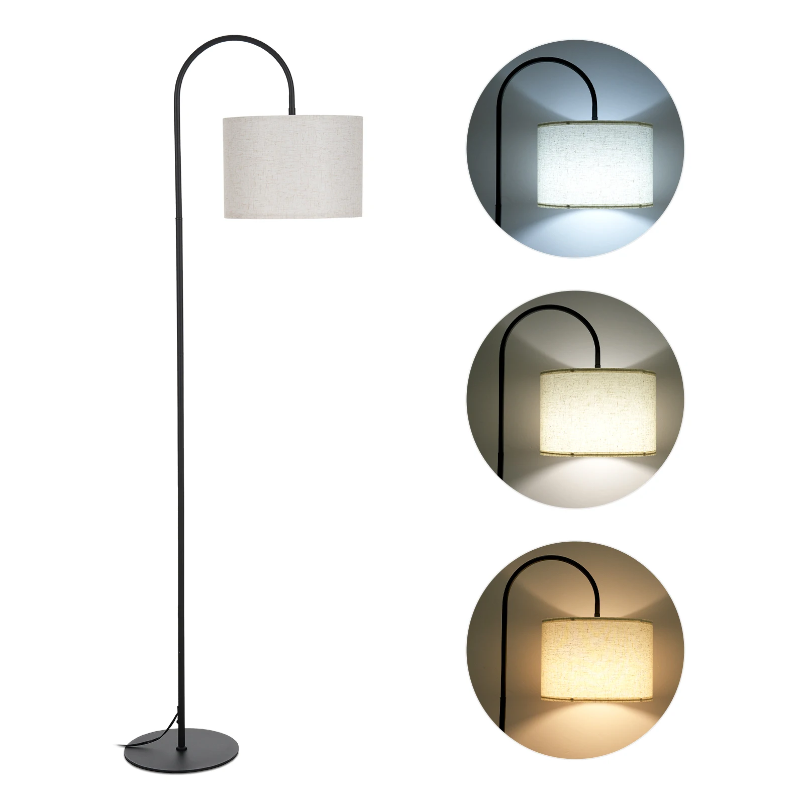 12W Fabric Floor Lamp Modern Standing Tall Lamp Foot  3 Color Temperature for Living Room Bedroom  Use