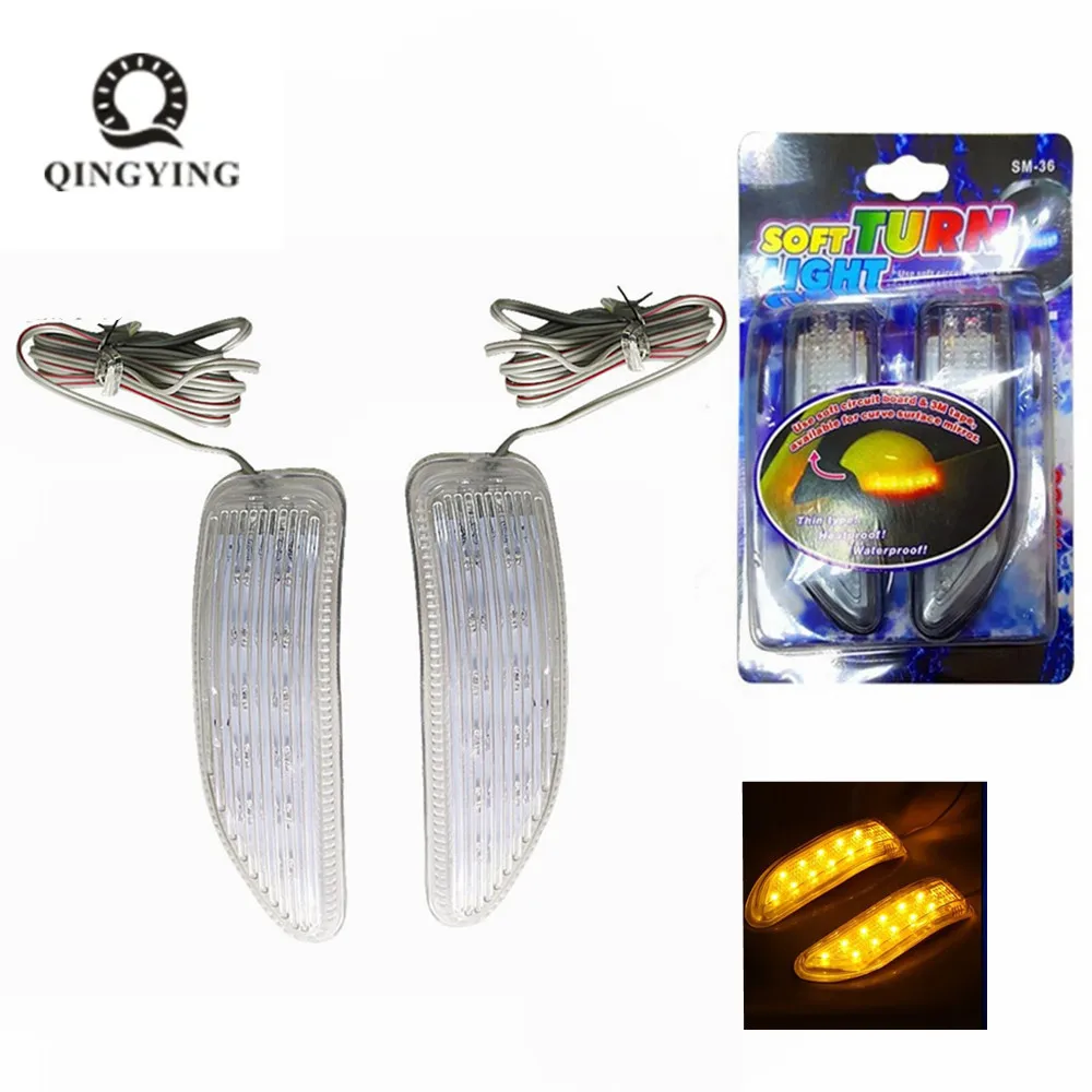 2Pcs Universal double row Amber 13 LED Car Side Rear View Mirror Turn Signal Indicator Light