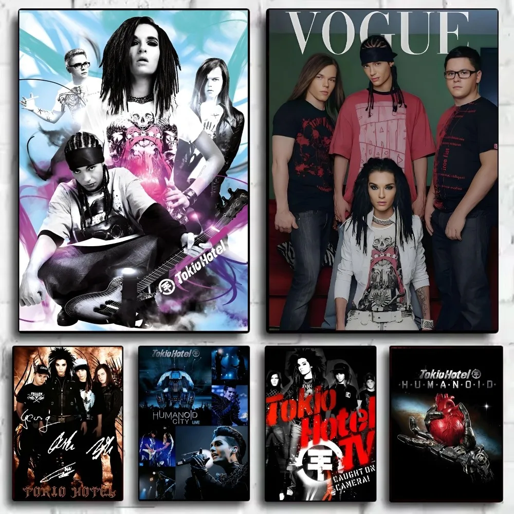 Póster de Metal Rock Band Tokio Hotel, arte HD, pared adhesiva, impermeable, para el hogar, sala de estar, dormitorio, bar, decoración estética