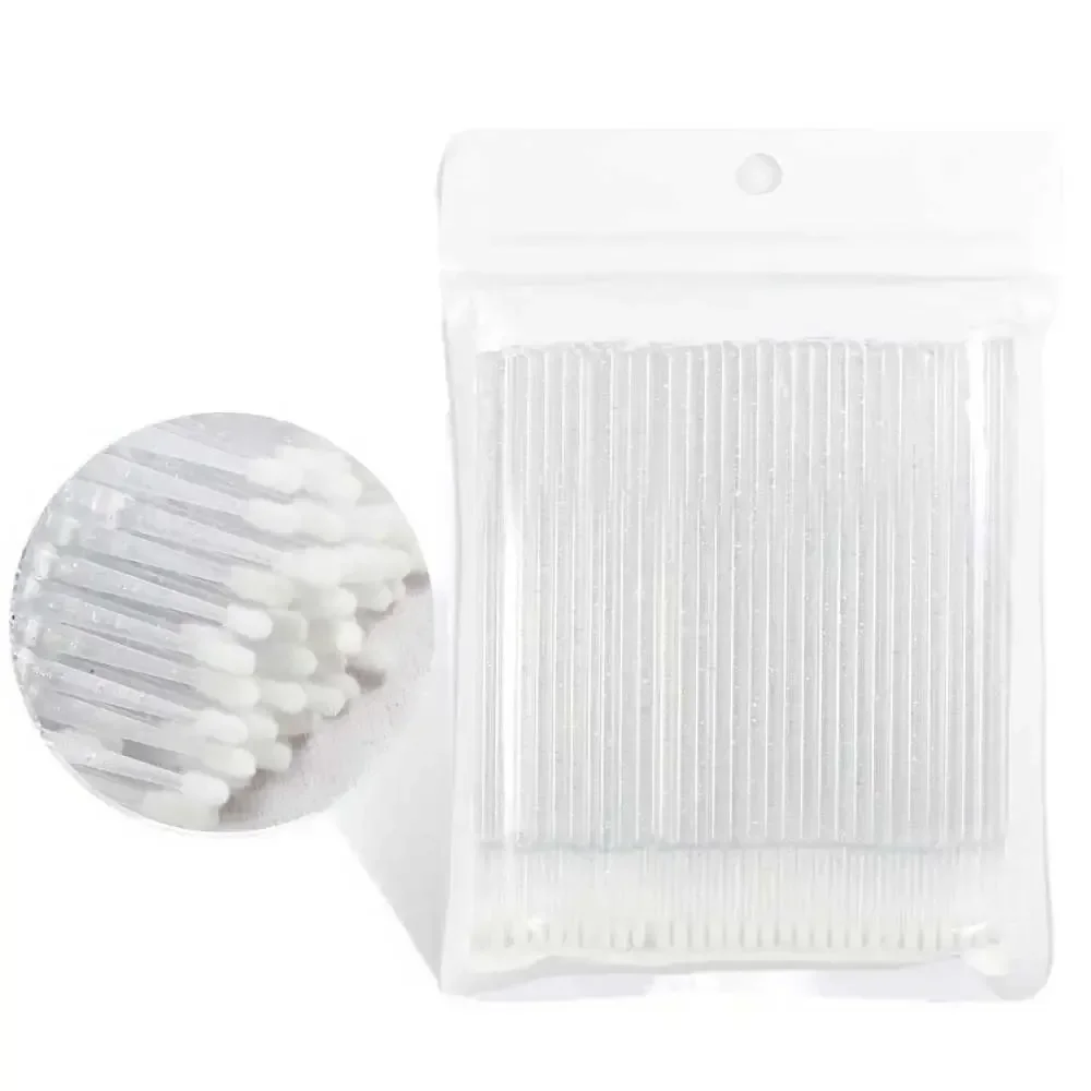 Wholesale Professional Eyelash Extension Tools - 100PCS Crystal Swab Brushes for Lash Removal, Isolation & Makeup Application