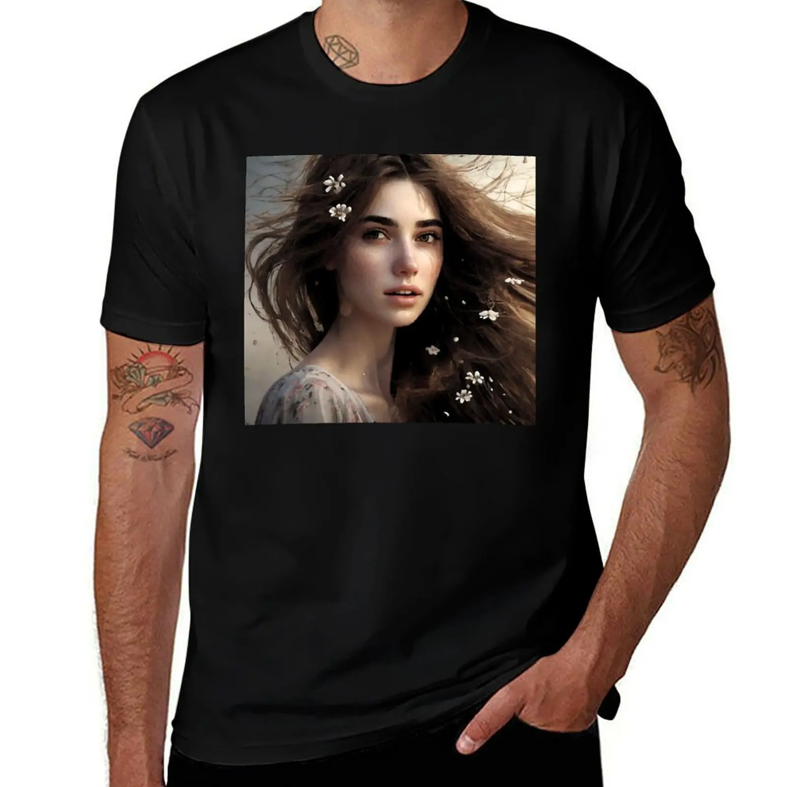 

1027 Lovely Young Woman with Flowers in her Hair by Suzy Hager T-Shirt plus sizes cute tops men tshirt