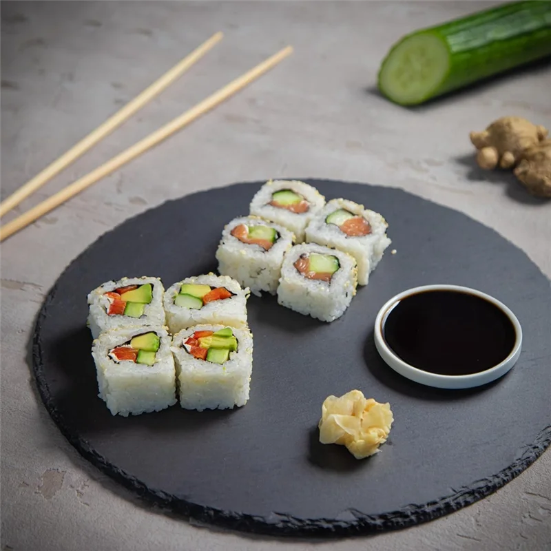 ELEG-スレートラウンドチーズボード、チーズ、シャルキュトリ、寿司、前菜などを提供する天然石トレイ、より耐久性があります。