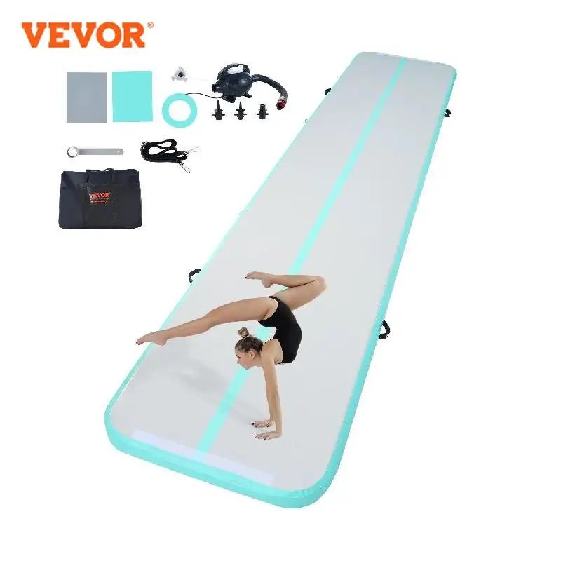 

VEVOR 4in Gymnastics Air Mat Tumble Track with Electric Pump Training Mats for Home Use Gym Yoga Cheerleading Beach Park Water