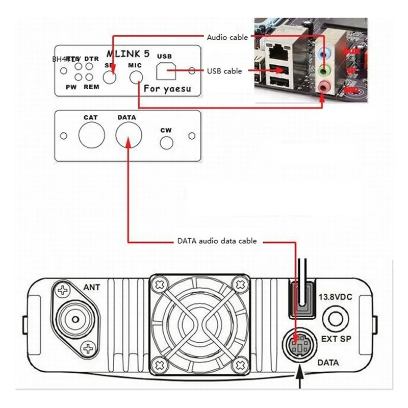 Para FT-891 FT-817ND FT-857D FT-897D Conector de rádio dedicado U5 LINK