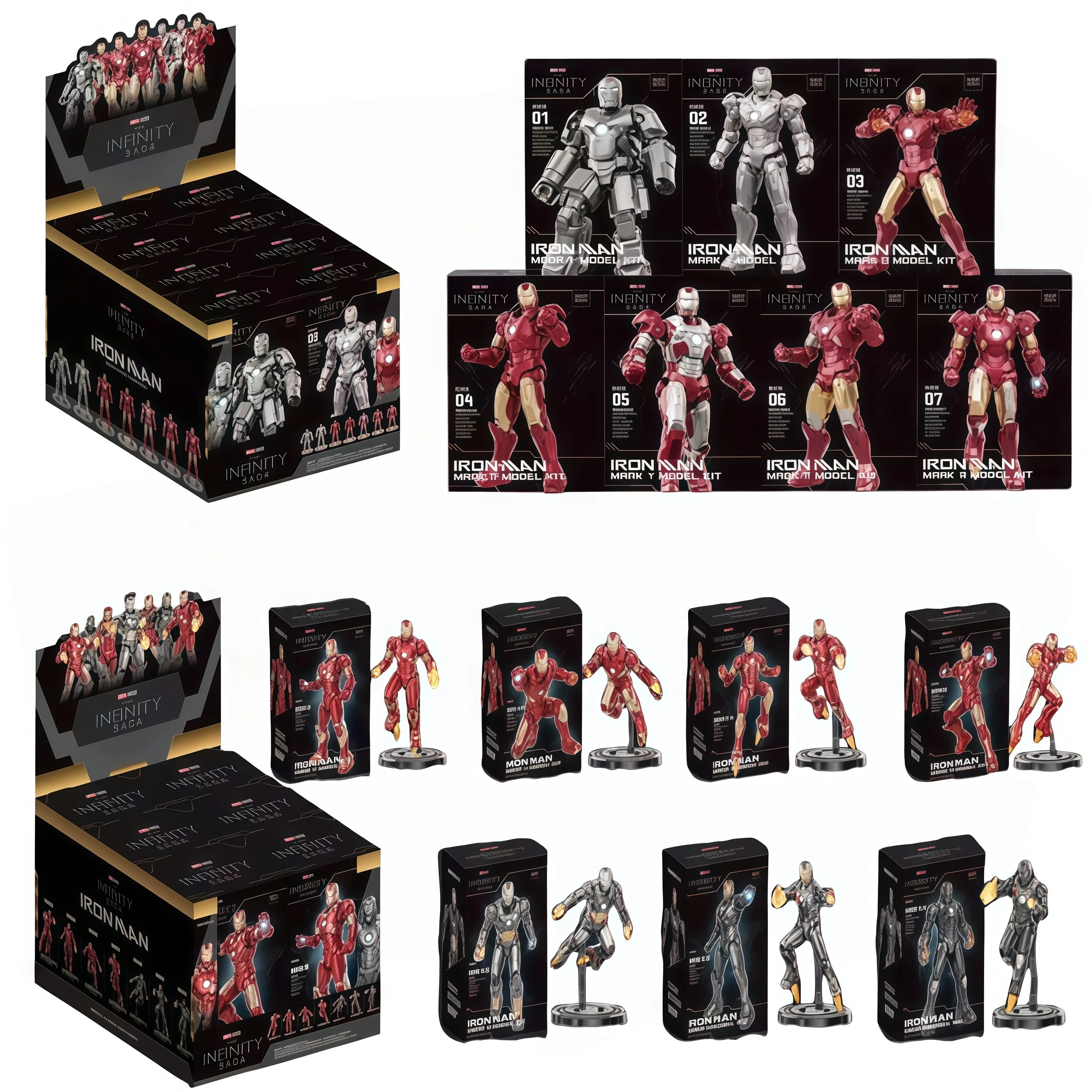 

Конструкторы Marvel Splicing Building Blocks, серия Iron Man MK1-MK7, MK8-MK14, коллекционная модель, фигурка, подарок на день рождения для детей