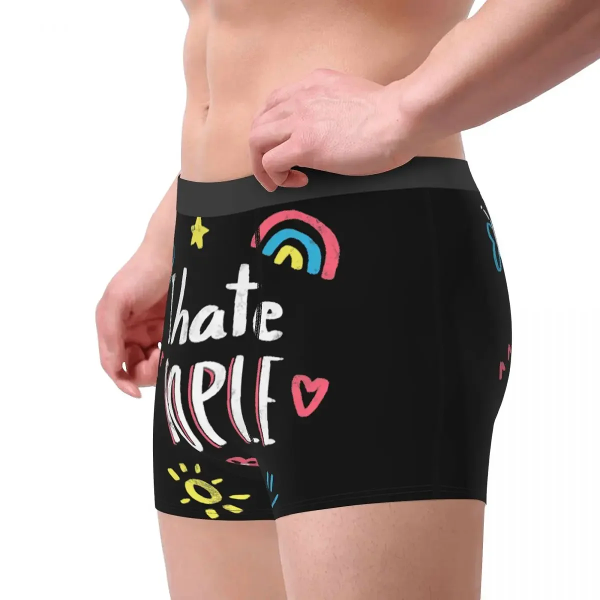 Men I Hate People Underwear Smile Rainbow Flower  Fashion Boxer Briefs Shorts Panties Male Breathbale Underpants