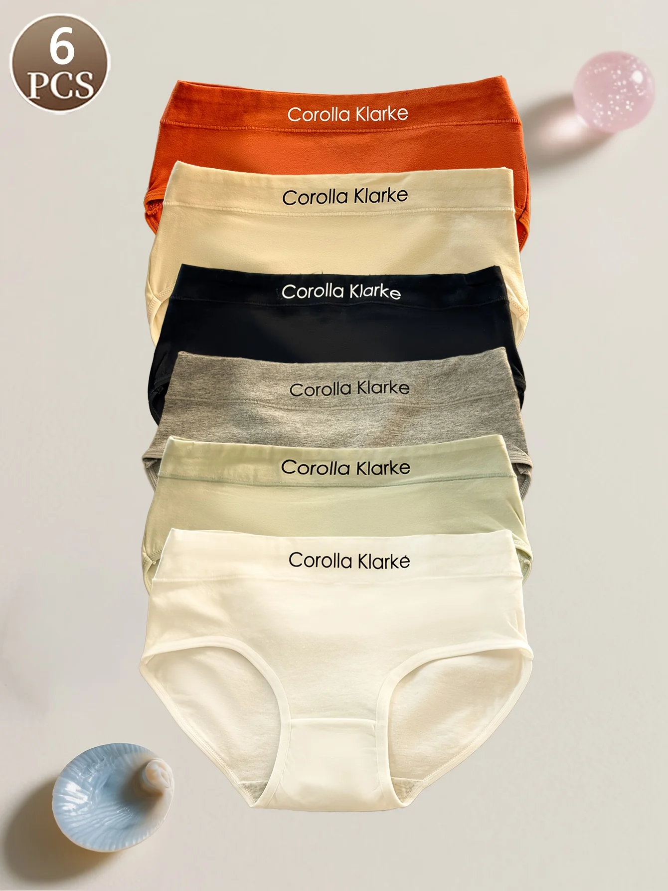 6-teilige Damen-Slips mit einfachem Buchstaben und mittlerer Taille, lässige, sportliche, bequeme und atmungsaktive Baumwollhöschen für Damen