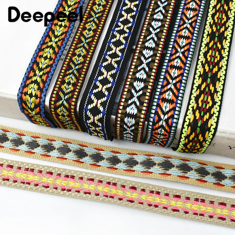 

10Meters Deepeel 20mm Jacquard Webbing Ethnic Ribbons for Backpack Strap Clothes Shoes Hat Luggage Sewing Material Accessories