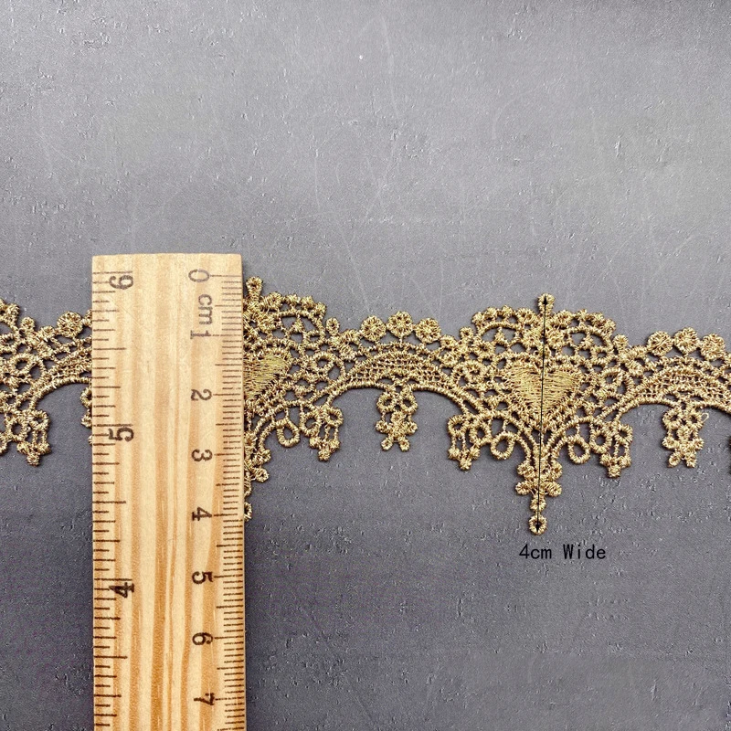 1 Yard Gold Water soluble Lace DIY Jewelry Gold Thread Embroidery Lace Accessories 4CM Wide