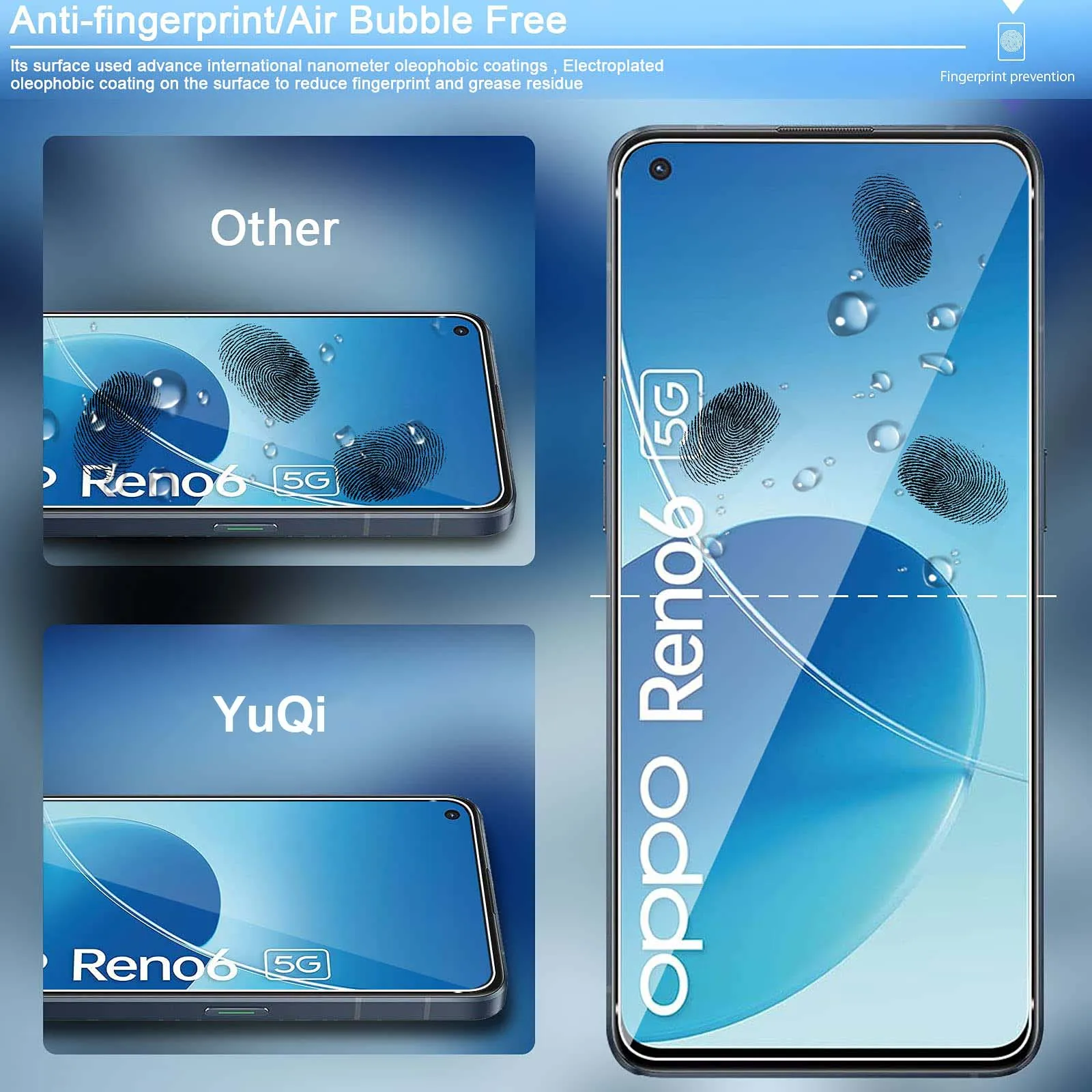 Pelindung layar untuk OPPO Reno6 5G, kaca antigores tinggi aluminium HD kristal 9H transparan bening antigores ramah