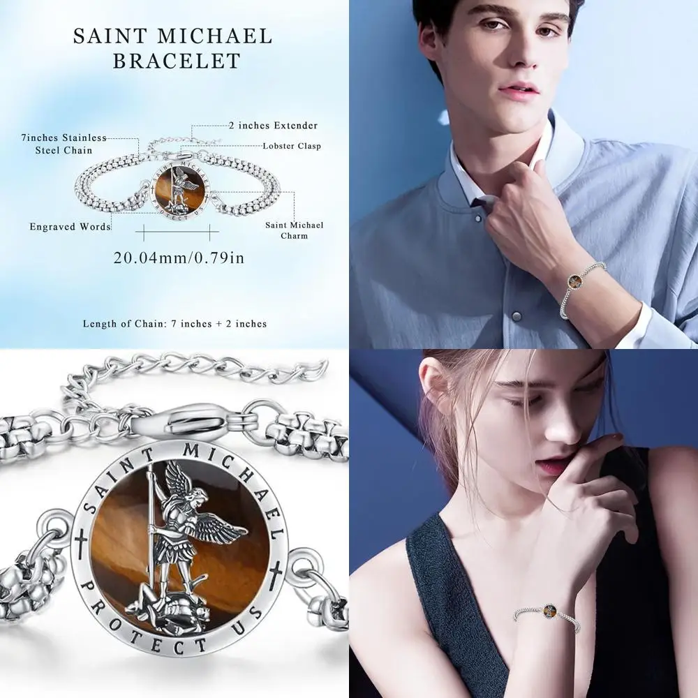 

Браслет унисекс из стерлингового серебра: Святые Патрон Майкл, Кристофер, Бенедикт, Иуди, Джозеф, Гваделуп, Ангел-хранитель, Санта-Му