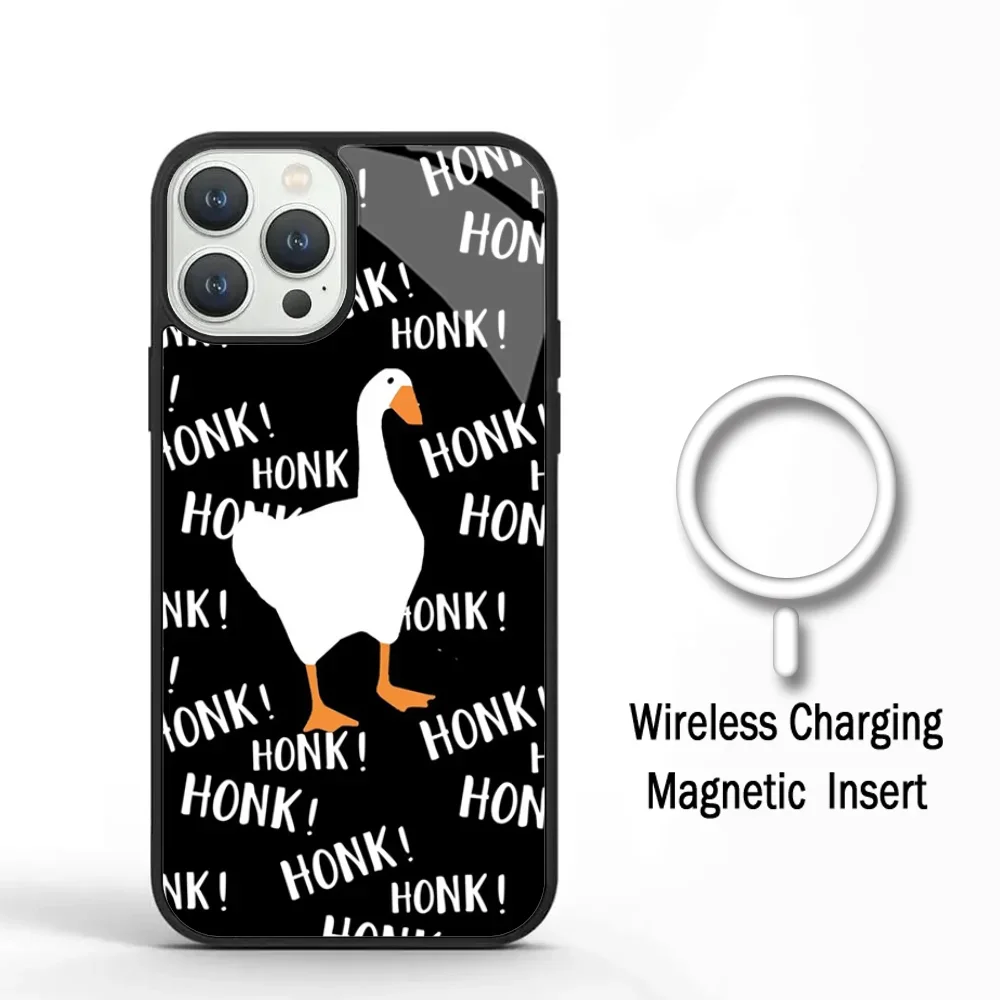 Honk Honk Goose Phone Case For IPhone 11 12 13 14 15 Plus Pro Max Mirror Acrylic Cover For Magsafe Wireless Charging