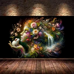Mother Nature,Beautiful Face,Vibrant Plants,Flowers,DIY 5D Diamond Painting Kits Mosaic Diamond Embroidery Sale Large Size