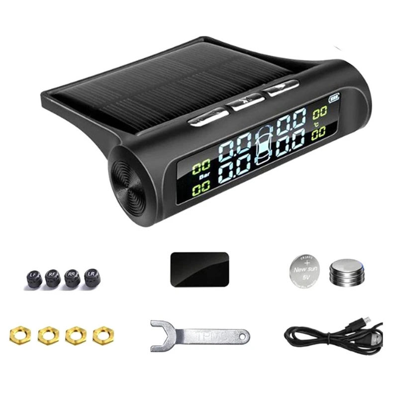 1Set Solar Power TPMS Tire Pressure Alarm Monitor System Auto Security Alarm Systems Tyre Pressure Temperature Warning