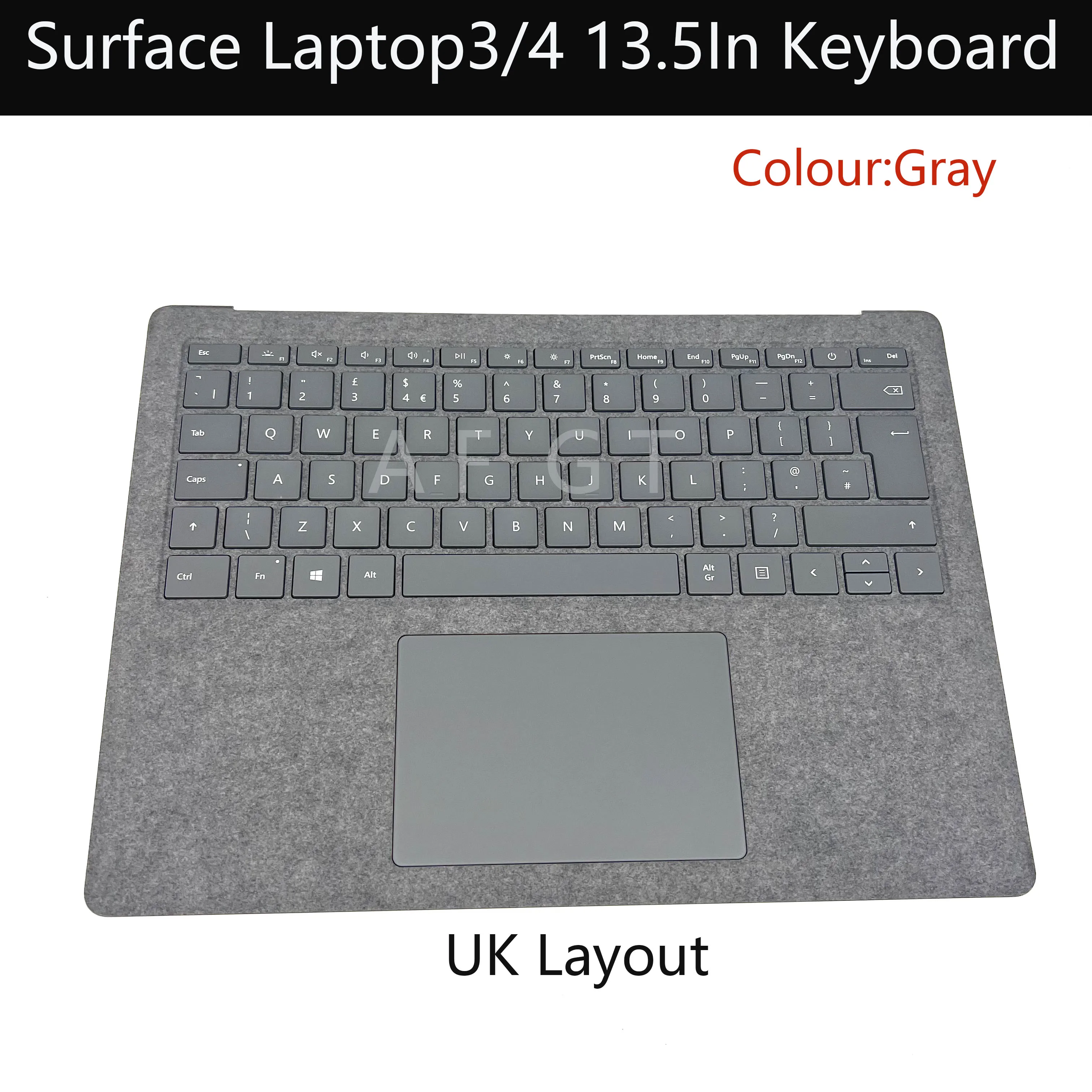 NEW Original For  Surface Laptop3 4 Metal Assy 1868 1867  1950 1951 13.5in Gary UK Keyboard Palmrest Cover With Backlight