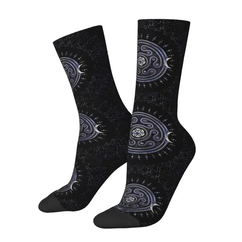 Triple Moon Goddess Hecate Wheel Men's Crew Socks Unisex Goth Pentagram Witch Witchcraft Spring Summer Autumn Winter Dress Socks