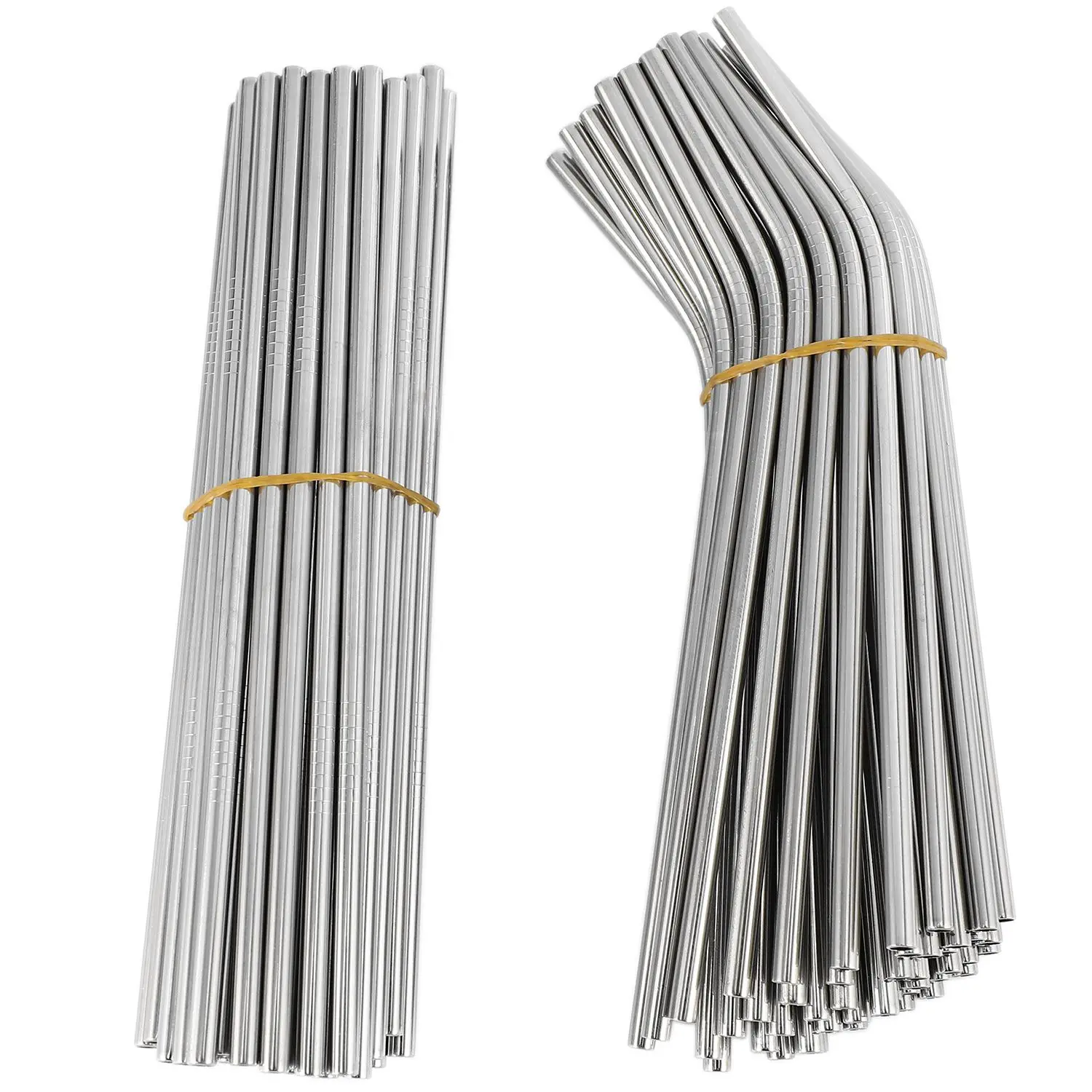 

100pcs Metal Straws Can Be Reused 304 Stainless Steel Drinking Water Pipes 215 Mm x 6 Mm Curved Straws And 50 Straight Straws