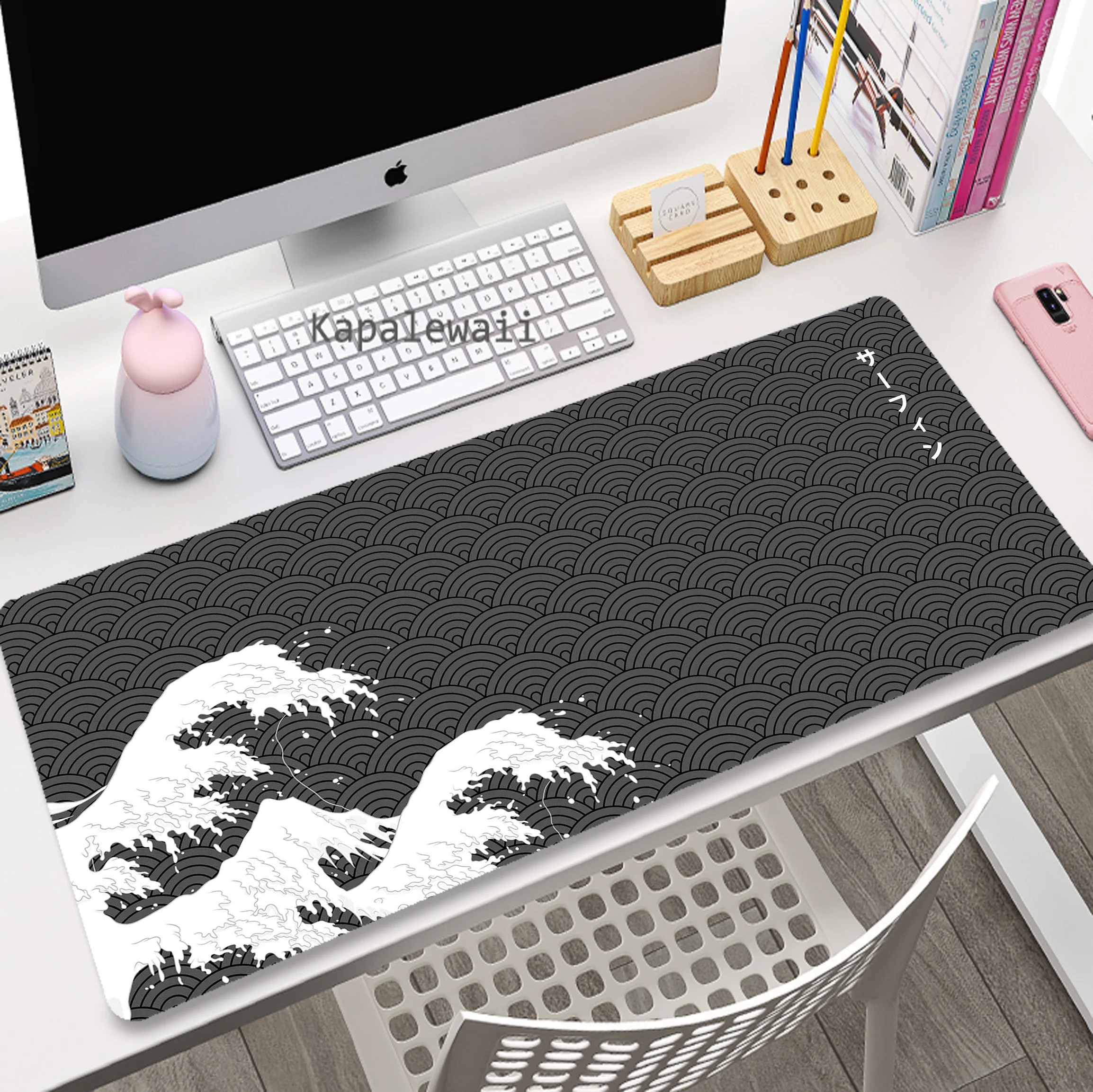 

Japanese Great Wave Off Mouse Pad Gaming Setup Accessories Mousepad XXL Desk Mat Locking Edge Mouse Pads Keyboard Mat 90x40cm