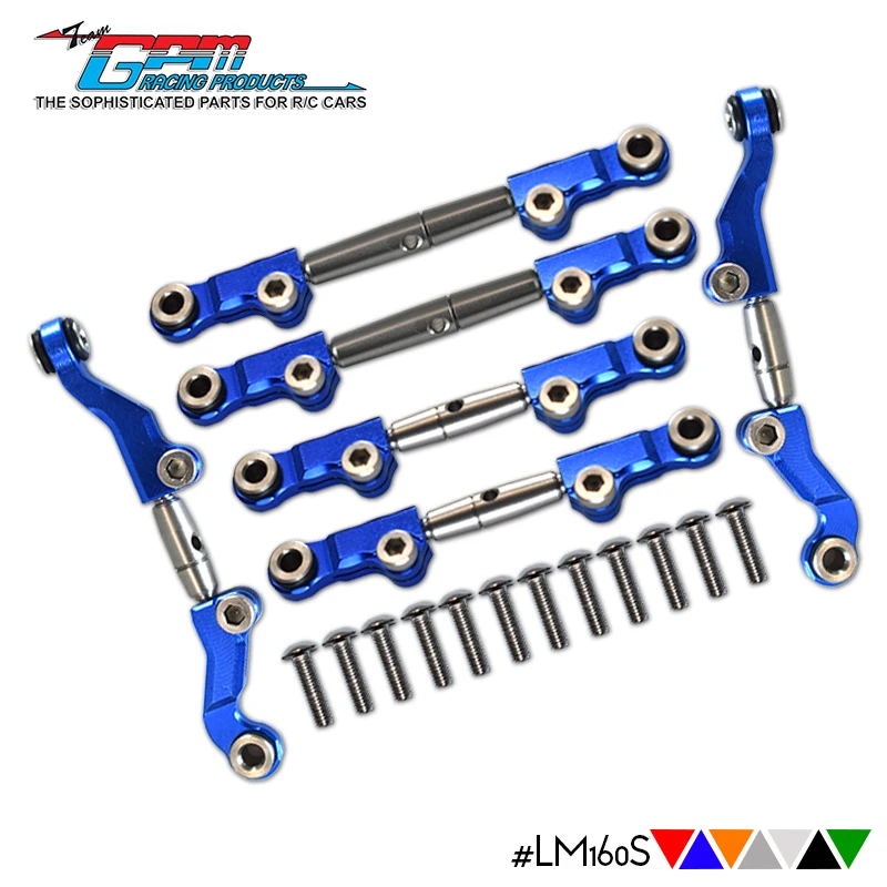 GPM ALUMINUM+STAINLESS STEEL ADJUSTABLE TIE RODS  FOR 1/18 MINI-T 2.0 STADIUM TRUCK-LOS01015
