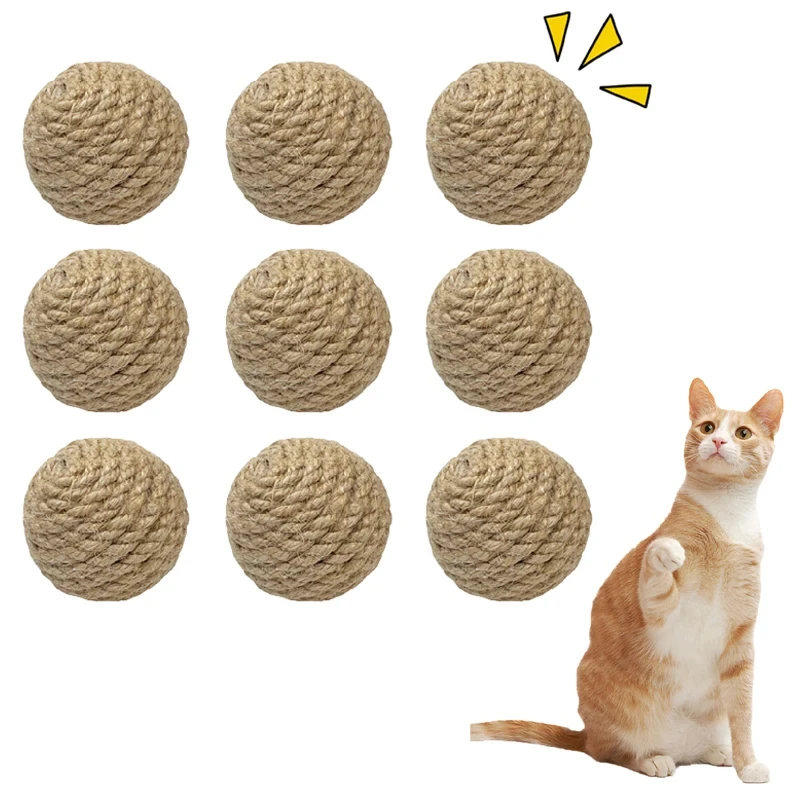 5PCS Interactive Sisal Cat Scratching Ball Toy For Kitten Teeth Cleaning Anti Bite Cat Ball Sounding Toy Pet Supplies