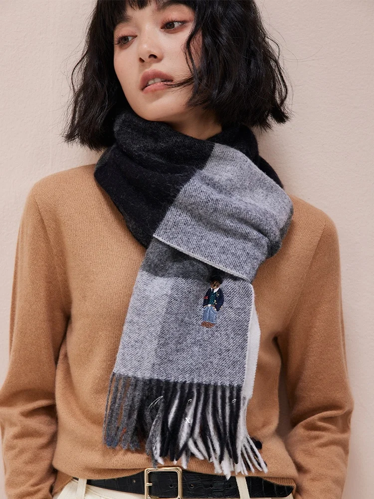 厚みのある純毛スカーフ-ユニセックス-ブリティッシュスタイル-冬用-暖かいチェック柄-長方形-多用途-カップルスカーフ-若者や中年向け