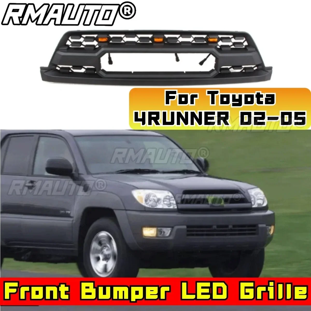 4RUNNER Front Grill Car Front Bumper Racing Grille Grill Body Kit Front Grille Grill For Toyota 4RUNNER 2002-2005 Tunning Part