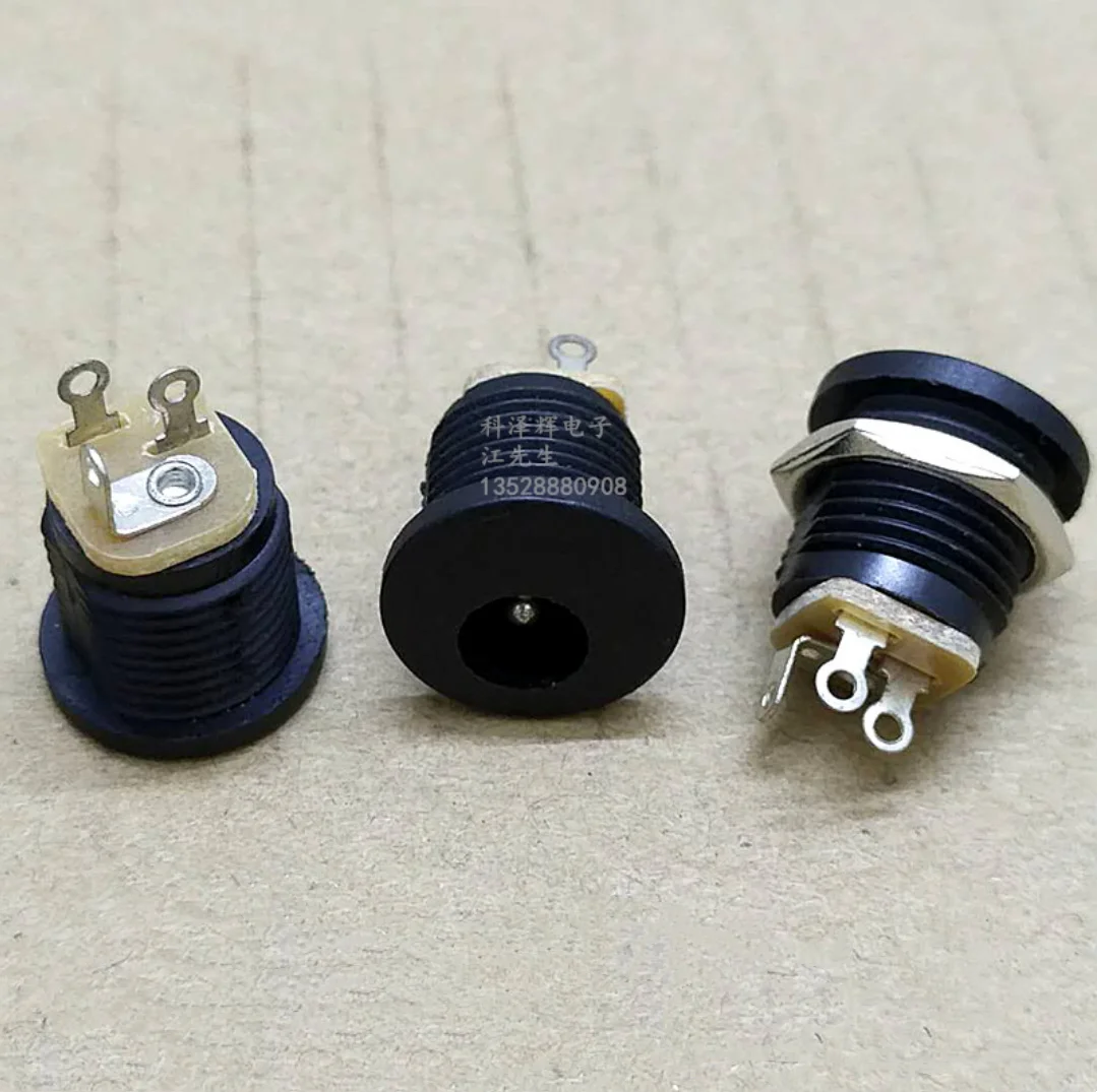 10pcs DC-022 DC022 5.5x2.1mm 5.5*2.1mm 5.5x2.5mm 5.5*2.5mm DC Power Socket dc connector Panel Mounting with Screw Nut