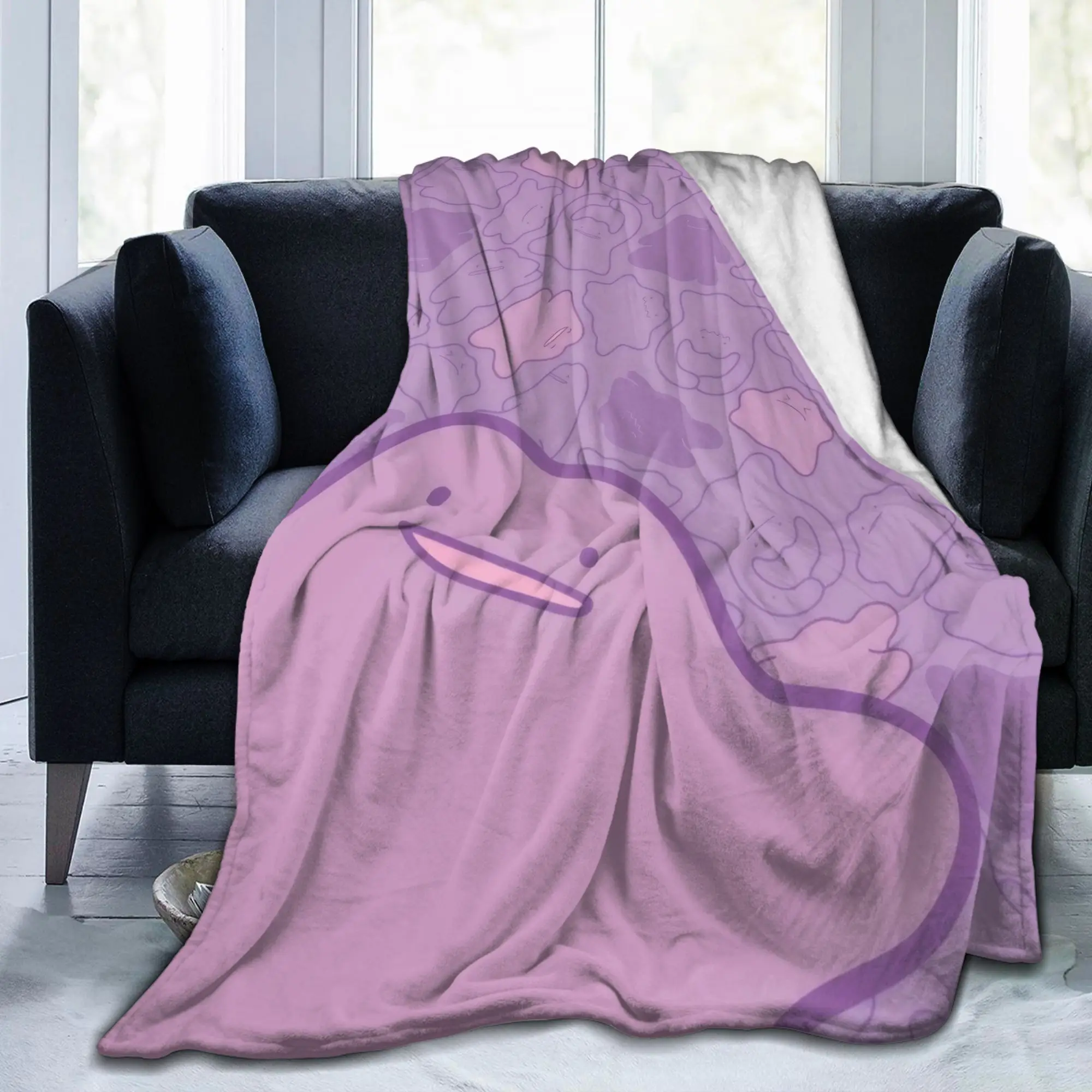 Dittoes Transform Purple blob Flannel Blankets Imposter Cartoon Funny Bedding Throw Blankets for Sofa Warm Hotel Breathable