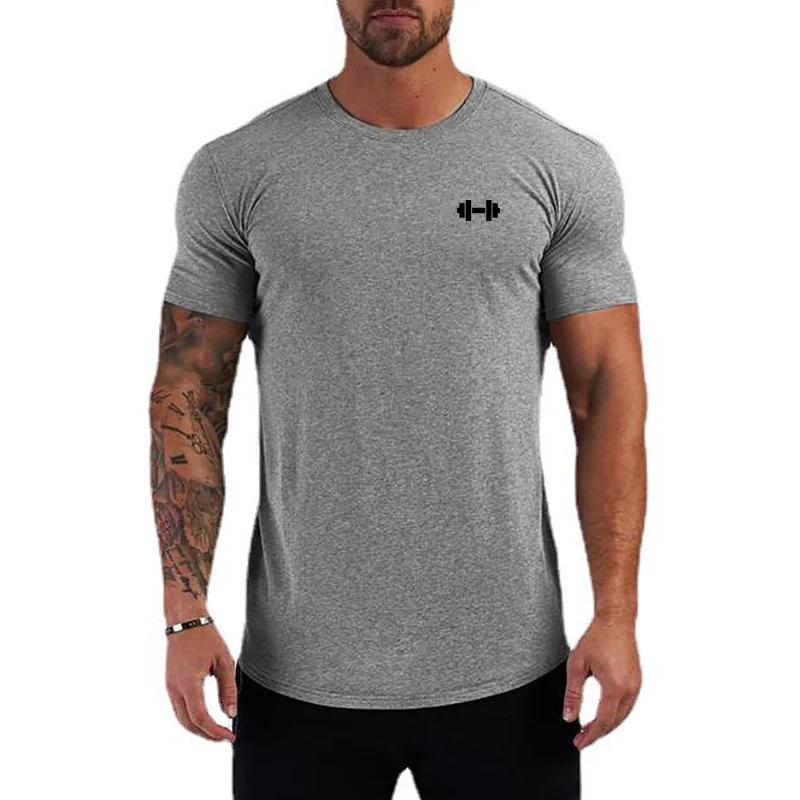 

Summer Running T-shirts Cotton Breathable Sports Short Sleeve Clothing Mens Workout Muscle Tees Gym Fitness Bodybuilding Shirts