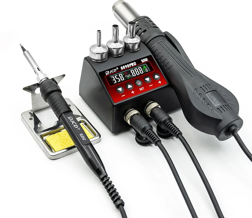 

750W LCD Digital Display Hot Air Gun Solder Iron 2 in 1 SMD Rework Soldering Station Welding Station
