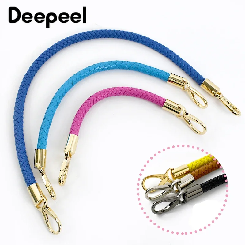 

2Pcs Deepeel 30/40/50/60cm Leather Woven Rope Handles Metal Buckles Handbag Shoulder Bags Straps DIY Replacement Bag Accessories