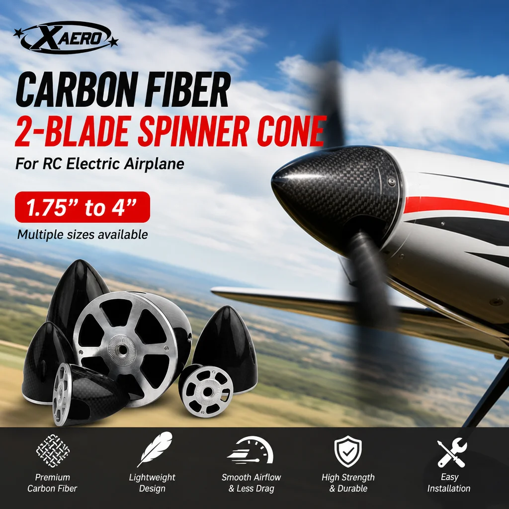 

XAERO 1 PCS Carbon Fiber 2-Blade Spinner Cone 1.75" to 4" for RC Electric Airplane